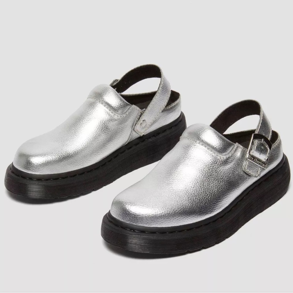 Dr. Martens Laketen Slingback Mule Metallic Silver Tumble Size US M10 W11 NWOB - Picture 1 of 9